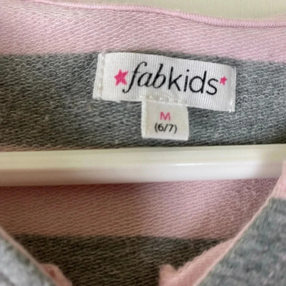 FABKIDS EUC GIRLS PINK GRAY HOODED HODDIE WINTER FALL DRESSES TOPS SIZE M 6 7 - Picture 3 of 4